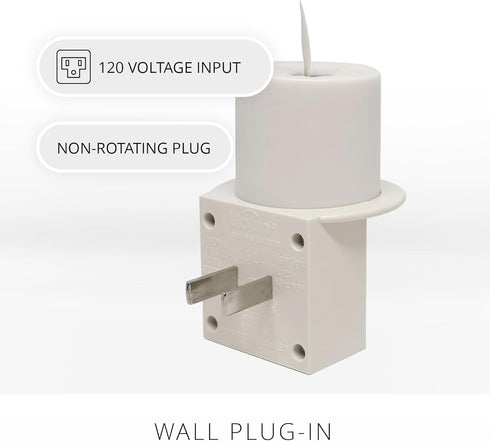 Luminara Flameless Candle Nightlight w/Dusk to Dawn Light Dark Auto Sensor, White Wall Plug Indoor Night LED Light