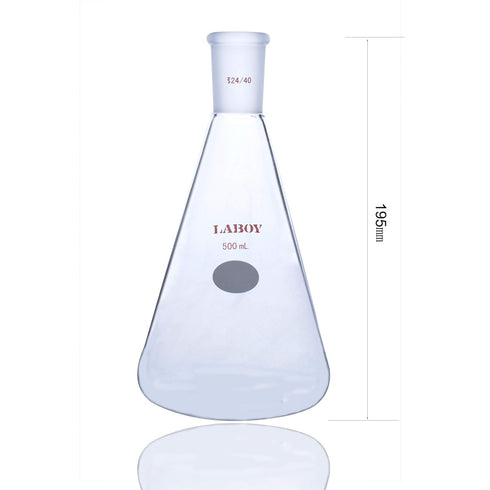 Laboy Glass 500mL Erlenmeyer Flask with 24/40 Standard Taper Joint for Organic Chemistry