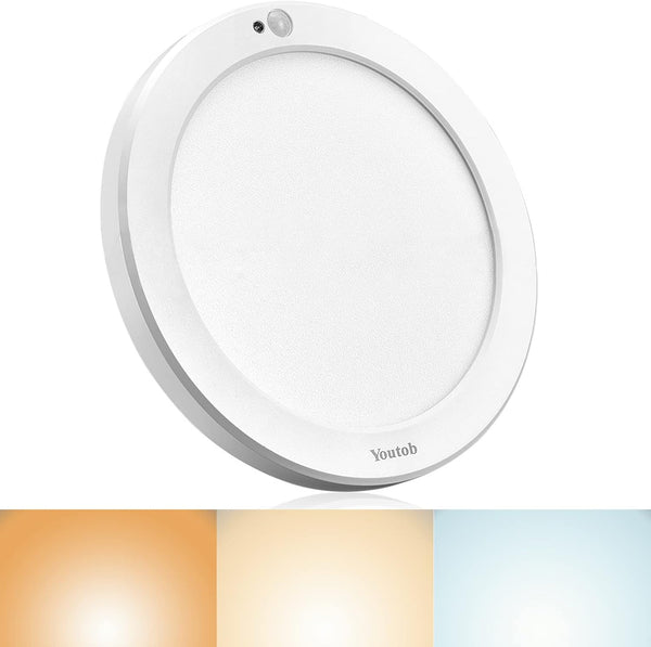 Youtob LED Motion Sensor Ceiling Light, 15W 1500lm Round Fixture with 3 Colors, ETL Listed for Porches, Closets, Stairs
