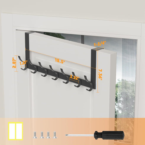 Over The Door Hooks, Large Sturdy Door Hanger with 12 Hooks, Heavy Duty Towel Rack for Bathroom, Bedroom, Kitchen