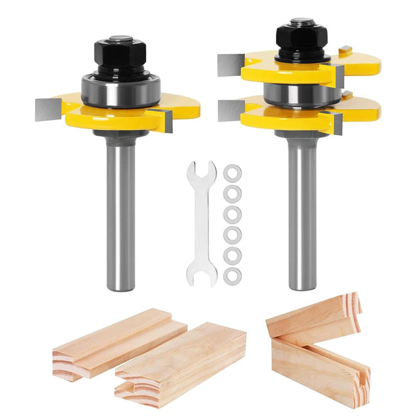 Totowood Pro Tongue and Groove Router Bit Set of 2 Pieces 1/4 Inch