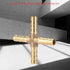 5pcs Brass Cross Fitting - 4 Way Brass Hose Barb Connector Joint for Air, Water, Oil, Gas, Fuel (6mm)