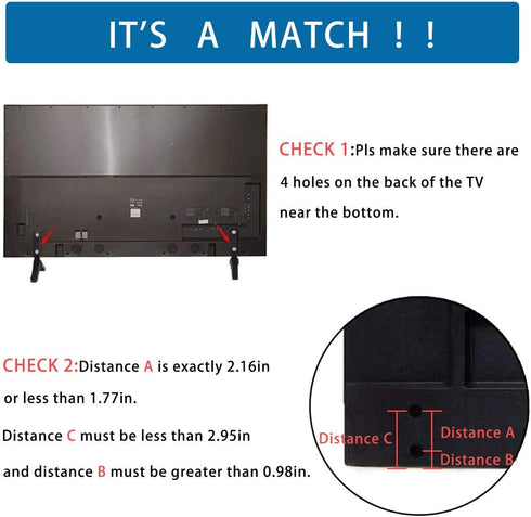 JGPIN TV Stand Legs Replacement Base, Black Tabletop TV Feet with Screws for Compatible Flat Screen TVs