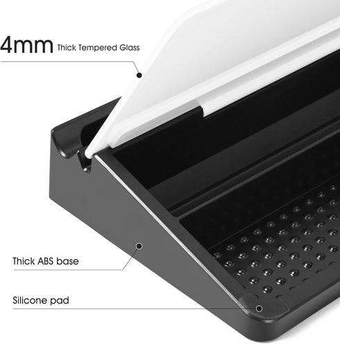 Varhomax Small Glass Desk Whiteboard, Dry Erase Board with Storage Caddy for Office and Home