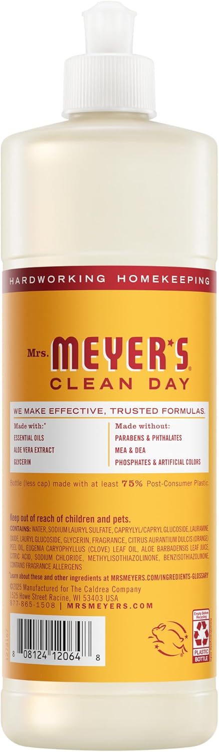 16oz (Pack 3) Mrs. MEYER'S CLEAN DAY Dish Soap, Clementine Scent