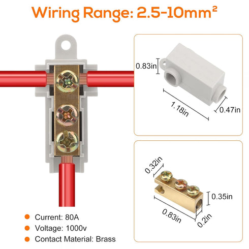 Linkstyle 10PCS 6 AWG Gauge T-Type Wire Connector Nut Kit, 80A Quick Wiring Connection Terminal