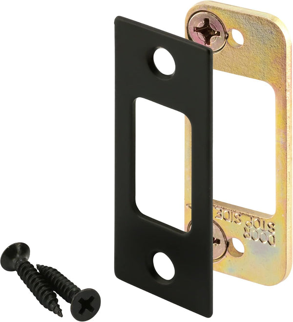 Prime-Line E 2796 Deadbolt Strike, 2 Piece, High Security, Matte Black Finish