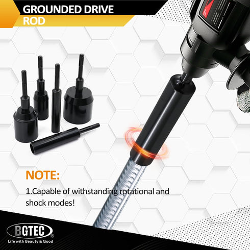 Ground Rod Driver Bit-BGTEC, 3/4" SDS Plus Grounding Rod for SDS Plus Rotary Hammer Drill