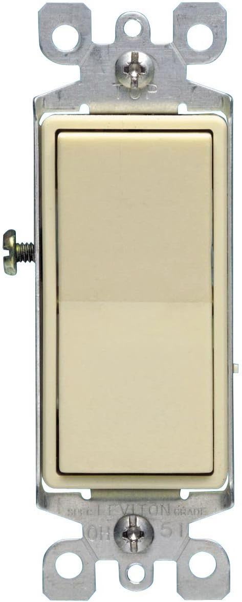 Leviton 5604-2I 15 Amp, 120/277 Volt, Decora Rocker 4-Way AC Quiet Switch, Residential Grade, Grounding, Ivory by Leviton