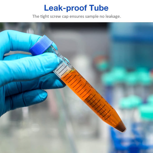 SimPure Centrifuge Tubes 15mL, Sterile 50 PCS, Polypropylene, Leak-Proof Screw Caps, Non-pyrogenic