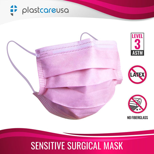50 4-Ply 3 (1 50) PlastCare USA Disposable ASTM Level Pink Face Masks Guardian Box