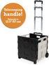 Inspired Living Ultra-Slim Rolling Collapsible Storage Pack-N-Roll Utility Carts, Medium, White & Black