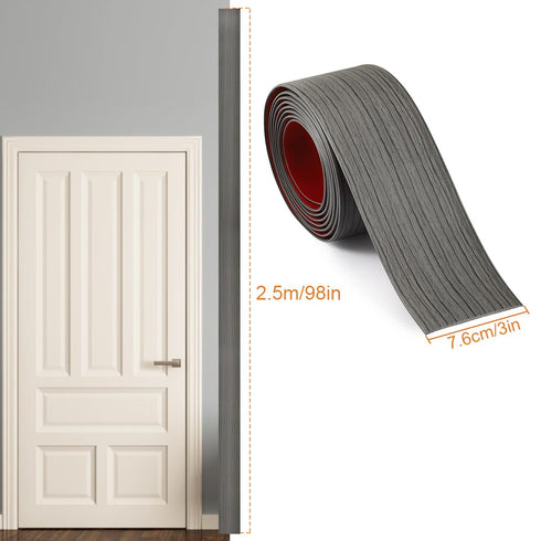 8Ft 2 Floor Transition Strip, in Wide Self Adhesive Vinyl Threshold Strip for Joining Floor Gaps Wood Grain Design Tap