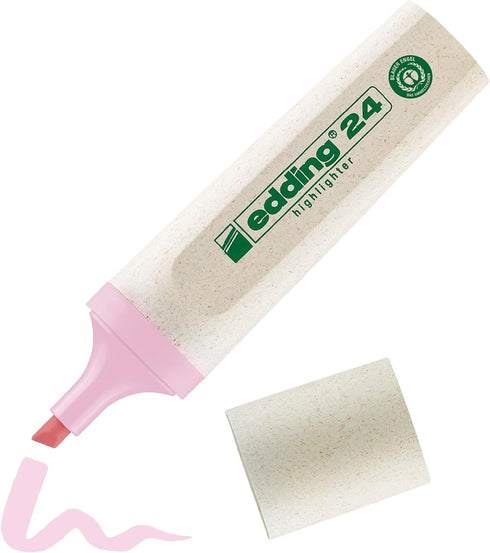 edding 24 Ecoline Highlighter, Pastel Rose, Chisel Nip 2-5 mm, Refillable, Made of Recyclable Material