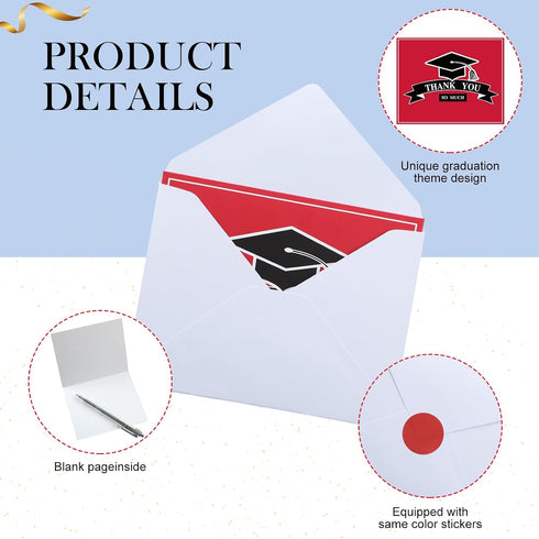 50 Sets 2026 4 5 Inch 50 Tellingyou Graduation Thank You Cards x School Spirit Note Cards with White Envelopes