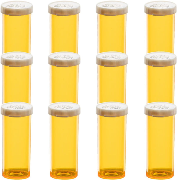 Pill Bottles with Snap Caps, Not Child Resistant, Easy Open Empty Medicine Plastic Containers, 30 dram, 12pcs