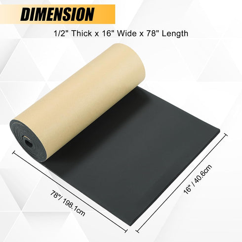 78" (1/2" 16" 78" Long Neoprene Foam Rubber Sheet with Adhesive | Sponge Neoprene, Foam Rubber Sheet, Cut to Multiple