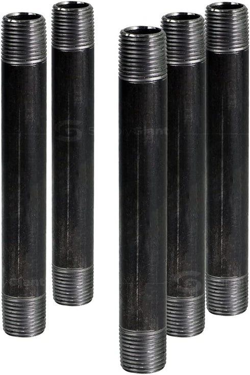 Everflow Supplies NPBL3810-5 Black Nipple Pipe, 1/8" x 10"