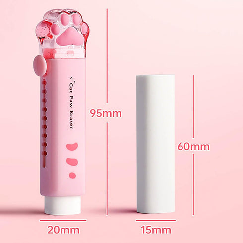 Doraking Cute Pink Kawaii Cat Paw Erasers, Retractable Rubber Push-Pull Erasers for Kids