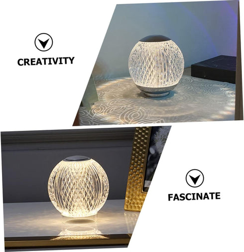 DELURA Minimalist Table Lamp, Color Changing Rechargeable Night Light, Crystal Sphere Table Lamp, Glass Ball Night