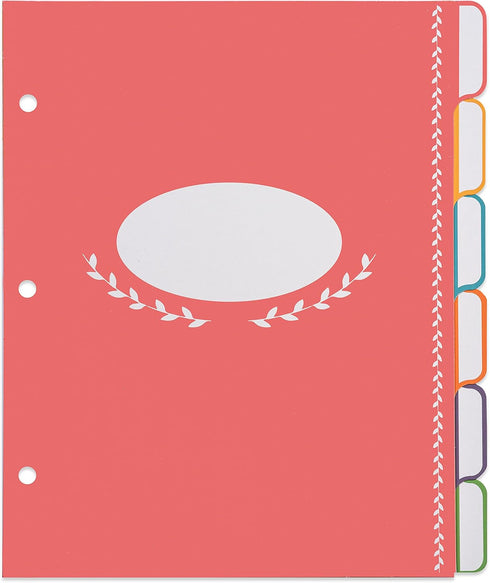 Jot & Mark Blank Recipe Binder Dividers with Tabs, Six Customizable Organizers for 8.5"x9.5" 3-Ring Binders