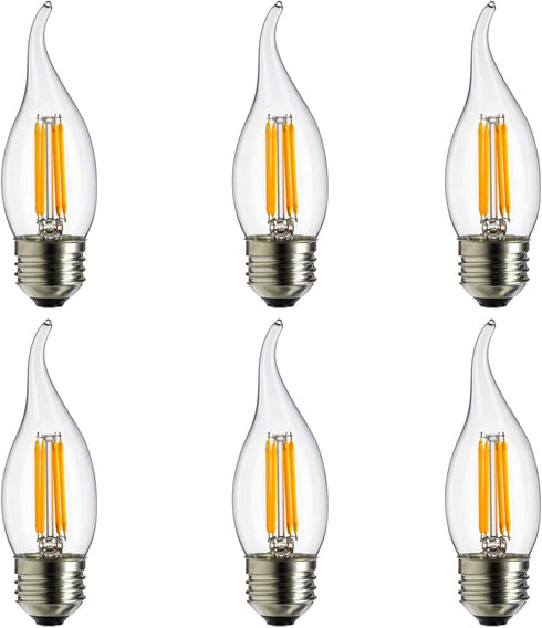 Sunlite 41519 LED Filament CA11 Flame Tip Chandelier Light Bulb, 4 Watts