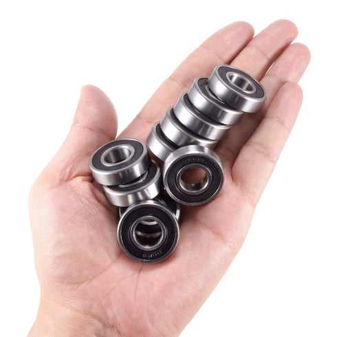 Donepart 1/2 inch Bearings, R8-2RS Double Rubber Sealed Roller Bearings, ABEC3 Precision for Electric Motor, 10 Pack