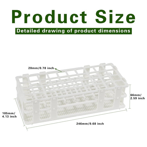 Plastic Test Tube Rack for 20mm, 40 Wells, White,Detachable (40 Hole)