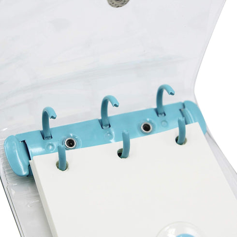 Mini Transparent 3-Ring Binder Covers, Clear Soft PVC Notebook with Snap Button Closure