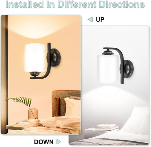 1 E26 Bulbs CANMEIJIA Wall Sconce Light, Modern Wall Light Fixture, Bathroom Vanity Lights with Matte Black Wall Lamp
