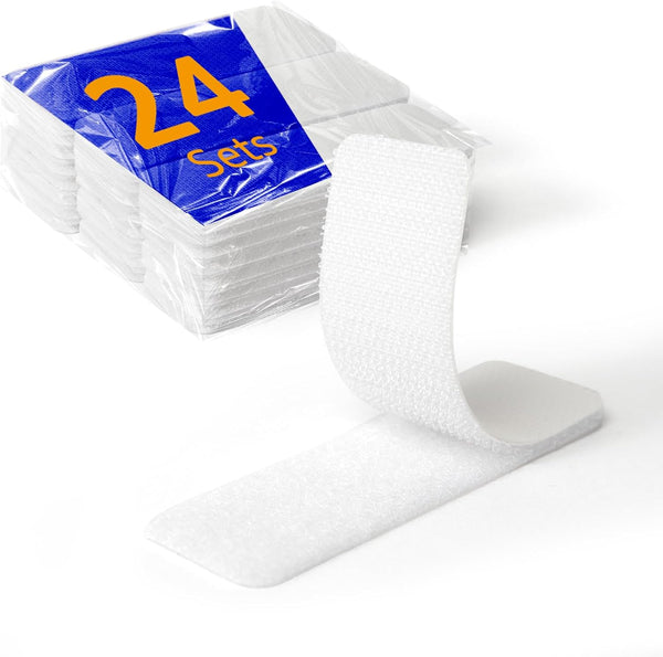 Hook & Loop Strips with Adhesive, 1 x 3 inch 24 Sets, Heavy Duty Sticky Back Fasten Strips for Home Use