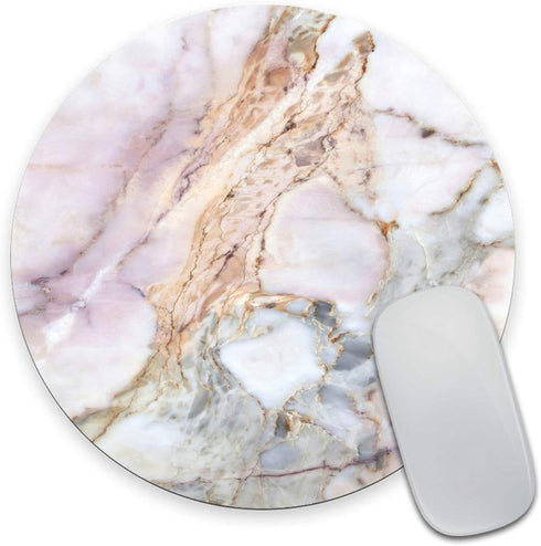 Smooffly Pink and Blue Marble Circular Mouse Pad, Teacher Custom Present, Round Mat 7.9 x 7.9 x 0.12 Inch