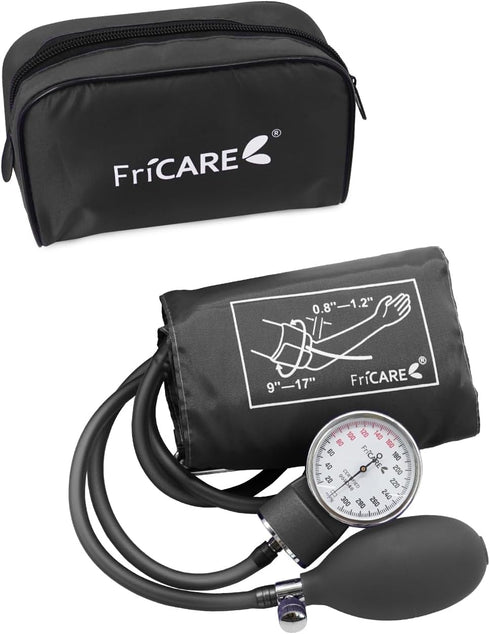 FriCARE Manual Blood Pressure Cuff, Aneroid Sphygmomanometer for Home Use, Fits Large Adult Arm 9-17 inch
