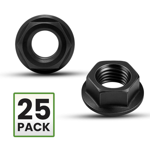 Metal Spacers Online M6 1.0 25 Pack 10.9 10mm x Flange Nut Black Zinc Steel, Grade Nut with Drive Corrosion Resistant