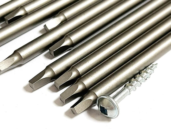 10 Pieces SQ2 Square Head Magnetic Screwdriver Bits Set, 1/4 Inch Hex Shank, 5.9 Inch Length, S2 Steel Power Tools