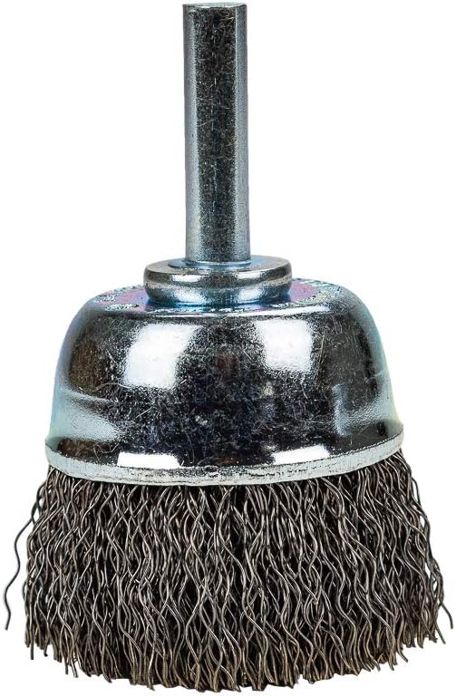 Forney 60004 Cup Brush, 1-1/2-Inch Coarse Crimped Wire with 1/4-Inch Shank