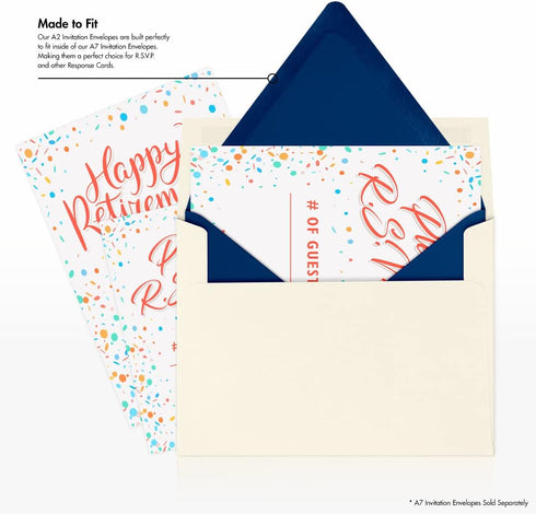 LUXPaper A2 Contour Flap Invitation Envelopes | 50 Qty | 4 3/8" x 5 3/4" | Navy Blue | 80lb. Text
