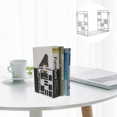 NUOBESTY Retro Decorative Iron Bookends for Desk and Shelf Sturdy Pattern Book Holders for Home Office Study Heavy-Duty