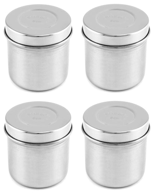QWORK Stainless Steel Ointment Jar with Lid, 4 Pack Medical Container Jars 10 oz for Liquid, Cotton Ball, Gauze, Swab