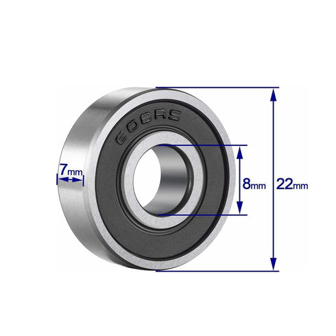 YAMASO 20 Pcs 608 2RS Ball Bearings, Bearing Steel and Double Rubber Sealed Miniature Deep Groove Ball Bearings, 8mm x