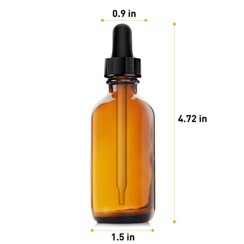 Yesker Amber Glass Bottles for Essential Oils, 60 ml (2oz) with Glass Eye Dropper, Pack of 12