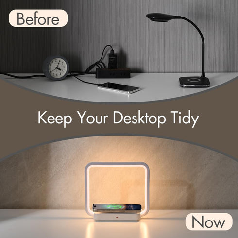 SMARTERIOR 10W 3-Level 180 Besides Lamp with Wireless Charging, Table Lamp Touch Control with Fast Charger, Nightstand