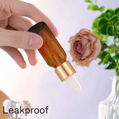 PrettyCare 15 ml Eye Dropper Bottle, 24 Pack Amber Glass Bottles with Golden Caps, Pipettes, Labels, Funnels.