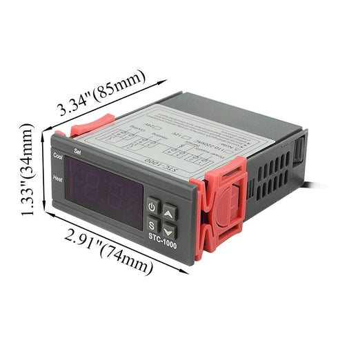 XINGYHENG STC-1000 DC 12V 10A Digital Display Temperature Controller, Thermostat with Relay Output and Sensors