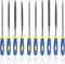 KALIM 10PCS Needle File Set, High Carbon Steel with Plastic Non-Slip Handle, 4mm Hand Tools for Wood, Plastic, Jewelry