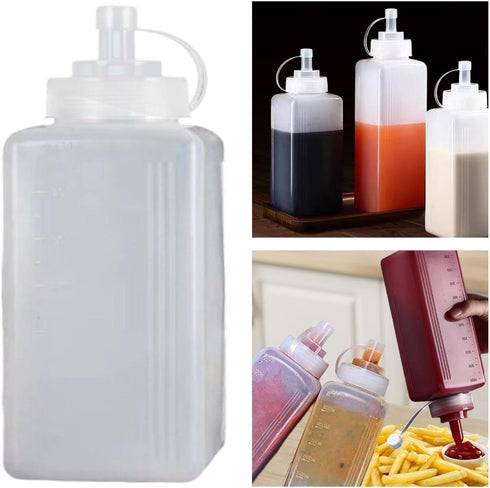 Commercial 600ml Condiment Bottle Ketchup Bottle Leakproof with Lid Ketchup Honey Dispenser for Kitchens Mustard BBQ