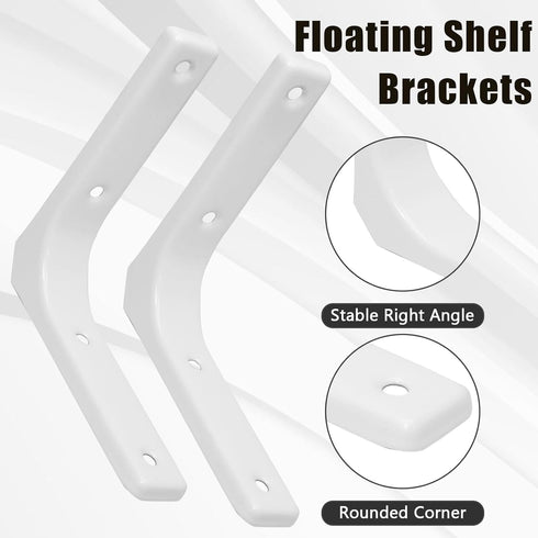 Hordion 2pcs 4 Inch, Wall Shelf Brackets Heavy Duty L Bracket Right Angle Brackets Steel Corner Brace with Screws