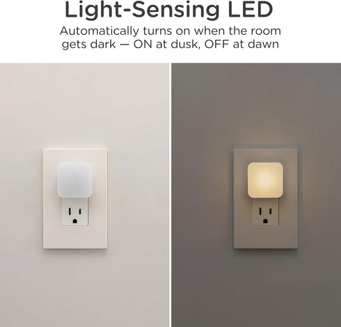 3000K, 2nd 1 Pack, 82486 Lights by Night Mini Square LED Night Light, Plug in, Dusk to Dawn Sensor, Warm Compact Single