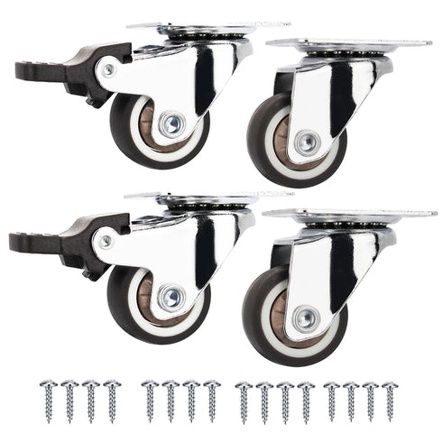 1.5" Caster TPR Wheels 4 Pack with 360 Rotation, Soft Rubber Castors for Furniture, Load Capacity 220 Lbs