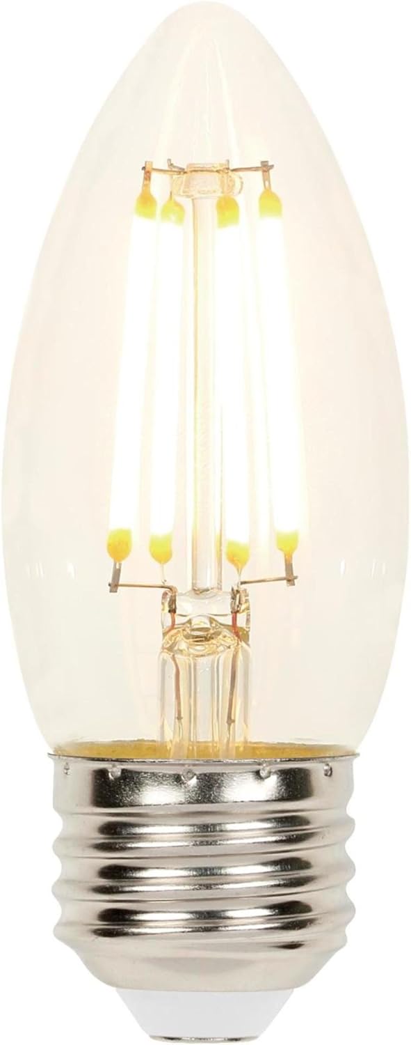 Westinghouse 4316900 B11 Dimmable Clear Filament LED Light Bulb, 60W Equivalent, Medium Base, Single Pack